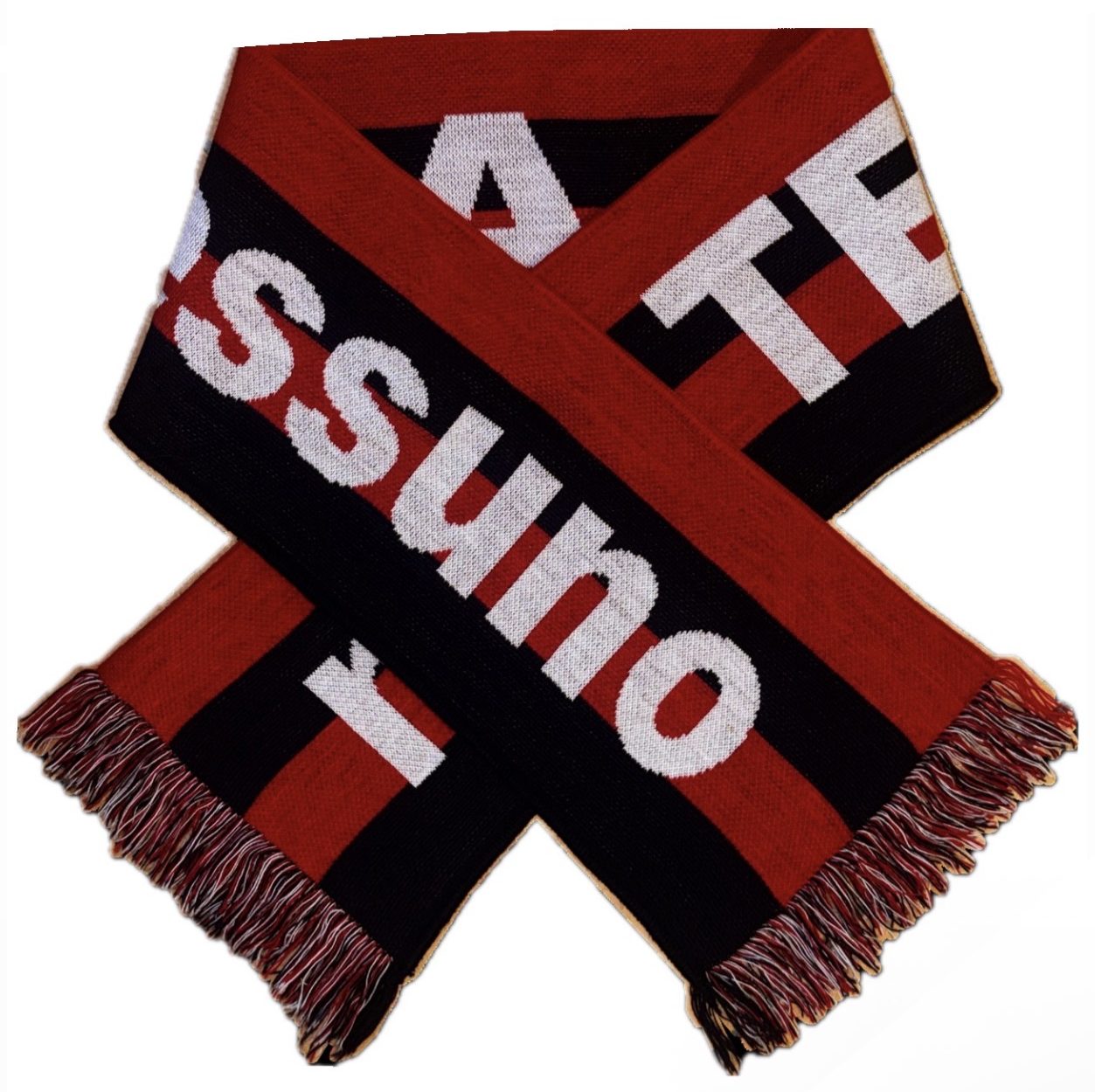 SCIARPE IN LANA PERSONALIZZATEBI FACCIALE forza bosa rossa SCIARPE IN LANA PERSONALIZZATE BI FACCIALE forza bosa